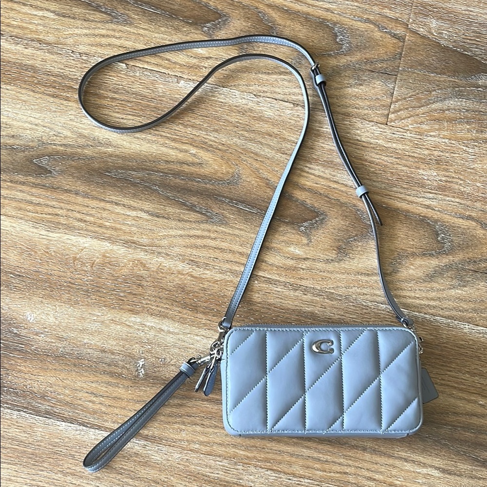 Coach Kira Crossbody Wristlet Quilted Back in Blue Grey